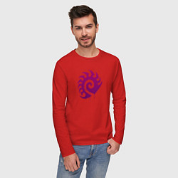 Лонгслив хлопковый мужской Zerg logo Purple, цвет: красный — фото 2