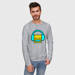 Лонгслив хлопковый мужской Geometry Dash: Music, цвет: меланж — фото 2