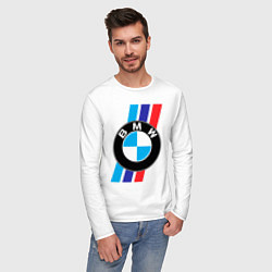 Лонгслив хлопковый мужской BMW БМВ M PERFORMANCE, цвет: белый — фото 2