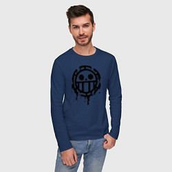 Лонгслив хлопковый мужской One Piece знак черной краской, цвет: тёмно-синий — фото 2