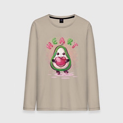 Лонгслив хлопковый мужской Авокадо с сердцем, цвет: миндальный