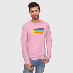 Лонгслив хлопковый мужской Радужный свитер Мэйбл цвета светло-розовый — фото 2