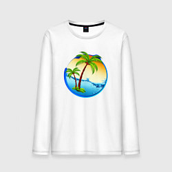 Лонгслив хлопковый мужской Palm beach, цвет: белый