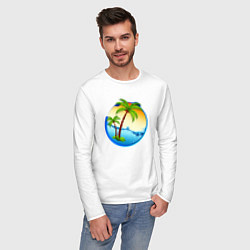 Лонгслив хлопковый мужской Palm beach, цвет: белый — фото 2