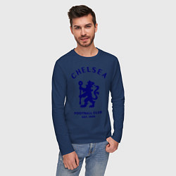 Лонгслив хлопковый мужской Chelsea Est. 1905, цвет: тёмно-синий — фото 2