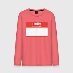Лонгслив хлопковый мужской Стикер - напиши свое имя, цвет: коралловый