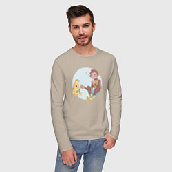 Лонгслив хлопковый мужской Манки и Банан, цвет: миндальный — фото 2