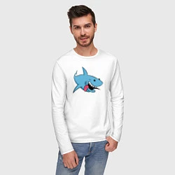 Лонгслив хлопковый мужской Акуленок, цвет: белый — фото 2