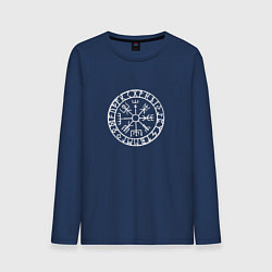 Лонгслив хлопковый мужской Вегвизир - компас викингов, цвет: тёмно-синий