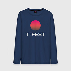 Лонгслив хлопковый мужской T-Fest, цвет: тёмно-синий