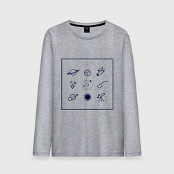 Лонгслив хлопковый мужской Астрономия, цвет: меланж