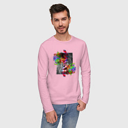 Лонгслив хлопковый мужской Ухмылка льва, цвет: светло-розовый — фото 2