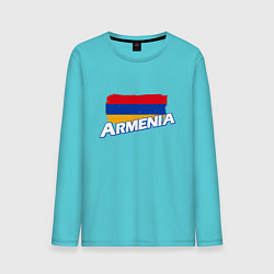 Лонгслив хлопковый мужской Armenia Flag цвета бирюзовый — фото 1