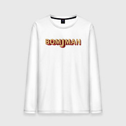 Лонгслив хлопковый мужской BomjMan Logo, цвет: белый