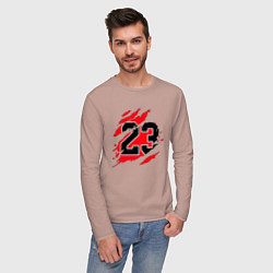 Лонгслив хлопковый мужской Bulls 23, цвет: пыльно-розовый — фото 2