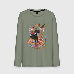 Лонгслив хлопковый мужской Дилюк в деле, цвет: авокадо