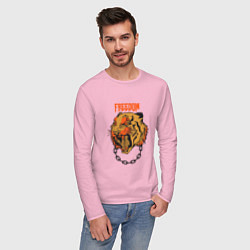 Лонгслив хлопковый мужской Тигр, цвет: светло-розовый — фото 2