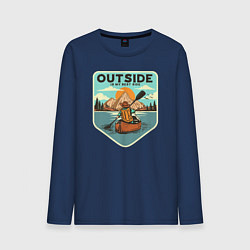 Лонгслив хлопковый мужской Один на реке, цвет: тёмно-синий