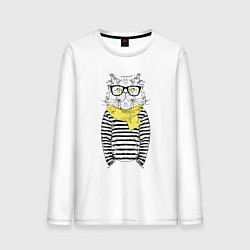 Мужской лонгслив Hipster Cat