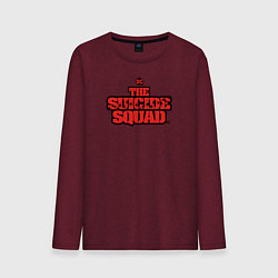 Лонгслив хлопковый мужской The Suicide Squad лого, цвет: меланж-бордовый