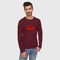 Лонгслив хлопковый мужской The Suicide Squad лого, цвет: меланж-бордовый — фото 2