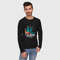 Лонгслив хлопковый мужской Рыбацкая, цвет: черный — фото 2