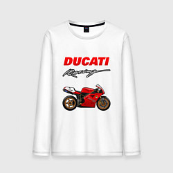 Лонгслив хлопковый мужской DUCATI ДУКАТИ MOTOSPORT, цвет: белый