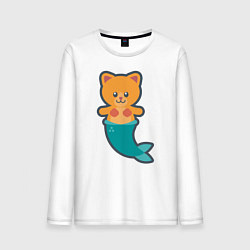 Лонгслив хлопковый мужской Cat Mermaid, цвет: белый