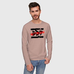 Лонгслив хлопковый мужской DDT НЕ СТРЕЛЯЙ!, цвет: пыльно-розовый — фото 2