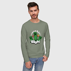 Лонгслив хлопковый мужской Криперы Creepers и Динамит, цвет: авокадо — фото 2