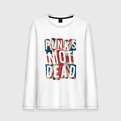 Лонгслив хлопковый мужской Punks not dead, цвет: белый