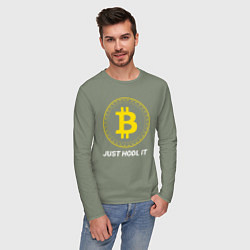 Лонгслив хлопковый мужской Just Hodl It - Биткойн, цвет: авокадо — фото 2