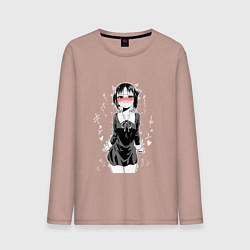 Лонгслив хлопковый мужской Госпожа Кагуя сердится сенпай, цвет: пыльно-розовый