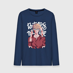 Лонгслив хлопковый мужской Oh, Sangwoo, цвет: тёмно-синий