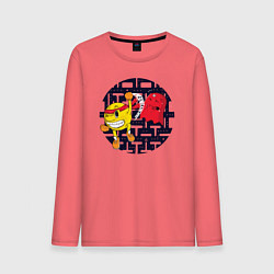 Лонгслив хлопковый мужской Pac-Man, цвет: коралловый