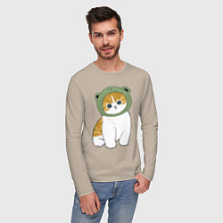 Лонгслив хлопковый мужской Котолягушонок, цвет: миндальный — фото 2