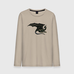 Лонгслив хлопковый мужской Черный дракон, цвет: миндальный