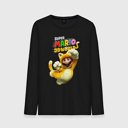 Лонгслив хлопковый мужской Super Mario 3D world animals, цвет: черный