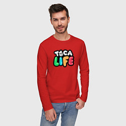 Лонгслив хлопковый мужской Toca Life logo, цвет: красный — фото 2