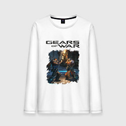 Лонгслив хлопковый мужской GEARS OF WAR GOW, цвет: белый