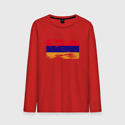Лонгслив хлопковый мужской Армения - Флаг, цвет: красный
