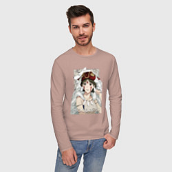 Лонгслив хлопковый мужской Princеss mononoke, цвет: пыльно-розовый — фото 2