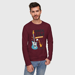 Лонгслив хлопковый мужской Rok Star Music, цвет: меланж-бордовый — фото 2