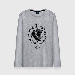 Лонгслив хлопковый мужской Волки из легенд, цвет: меланж