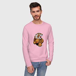 Лонгслив хлопковый мужской Tiger Man, цвет: светло-розовый — фото 2