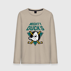 Лонгслив хлопковый мужской Анахайм Дакс, Mighty Ducks, цвет: миндальный