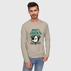 Лонгслив хлопковый мужской Анахайм Дакс, Mighty Ducks, цвет: миндальный — фото 2