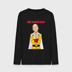 Лонгслив хлопковый мужской Сайтама безразличие One Punch-Man, цвет: черный