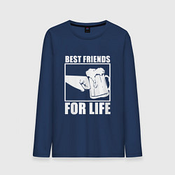 Лонгслив хлопковый мужской Best Friends For Life-Кулак встрою, цвет: тёмно-синий