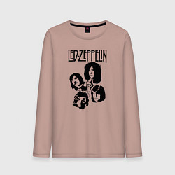 Лонгслив хлопковый мужской Участники группы Led Zeppelin, цвет: пыльно-розовый